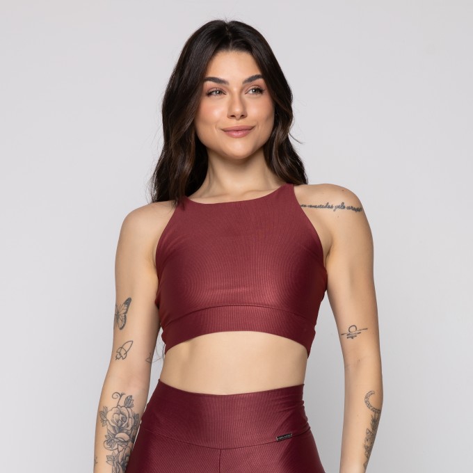 Top Fitness Nadador Costas Vazadas Canelado