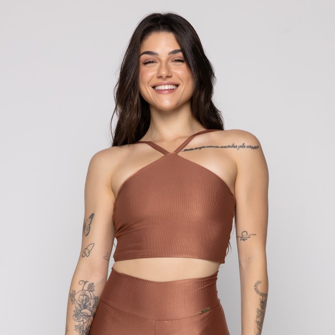 Top Fitness Frente Única Canelado