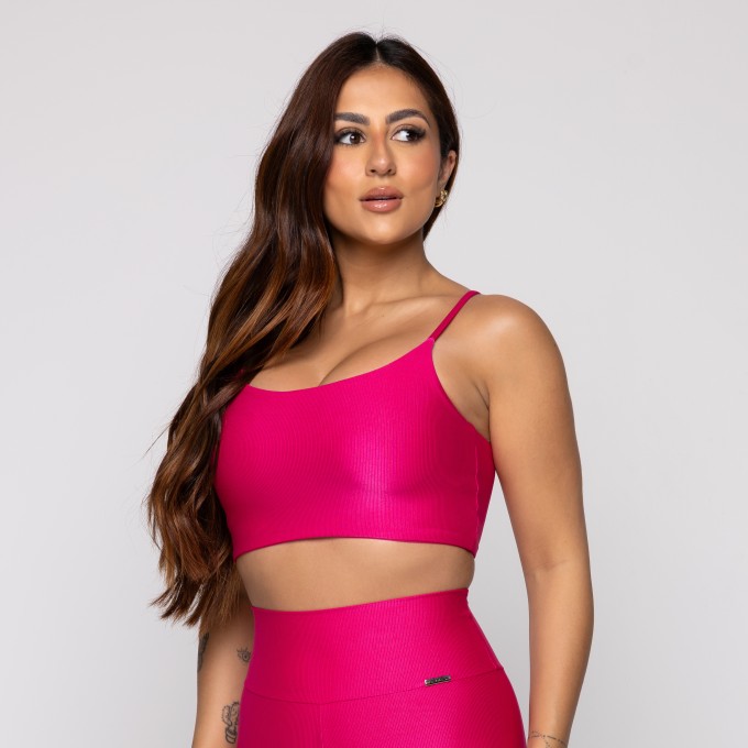 Top Fitness Básico Canelado com Alça Fina