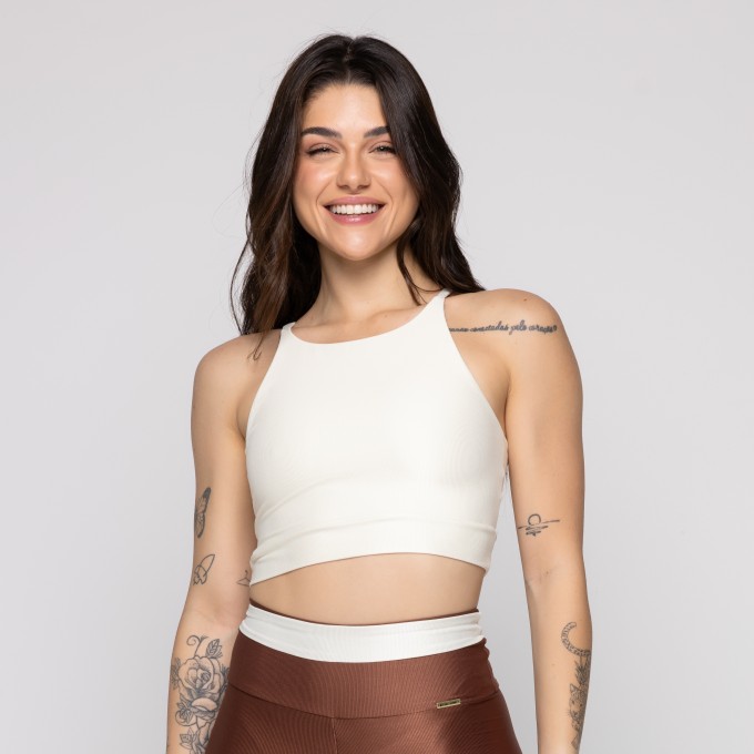 Top Fitness Nadador com Costas Vazadas Canelado