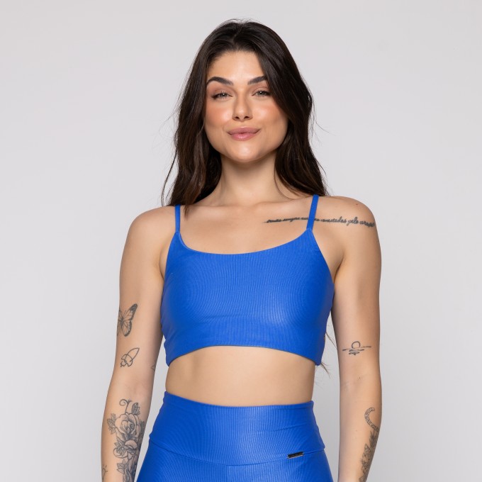 Top Fitness Básico Canelado com Alça Fina
