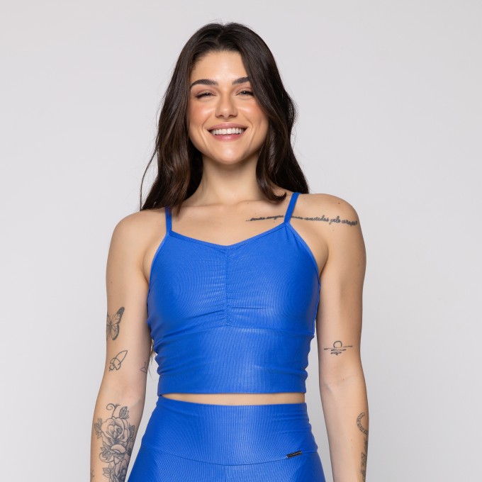 Top Fitness Modelo Cropped Canelado