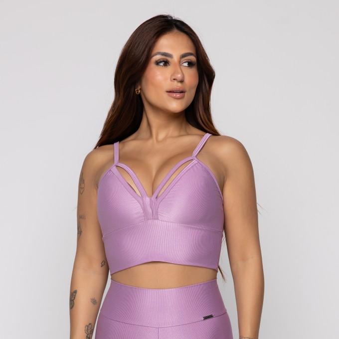 Top Fitness decotado com Cós Largo Canelado