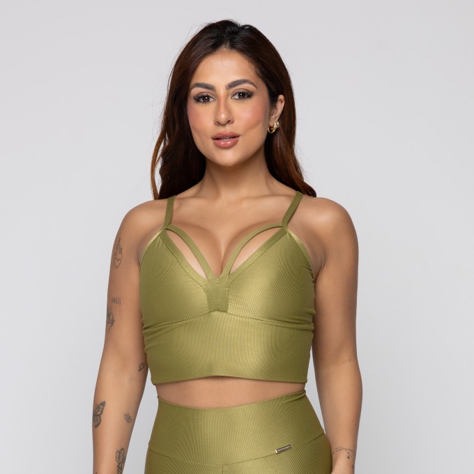 Top Fitness decotado com Cós Largo Canelado