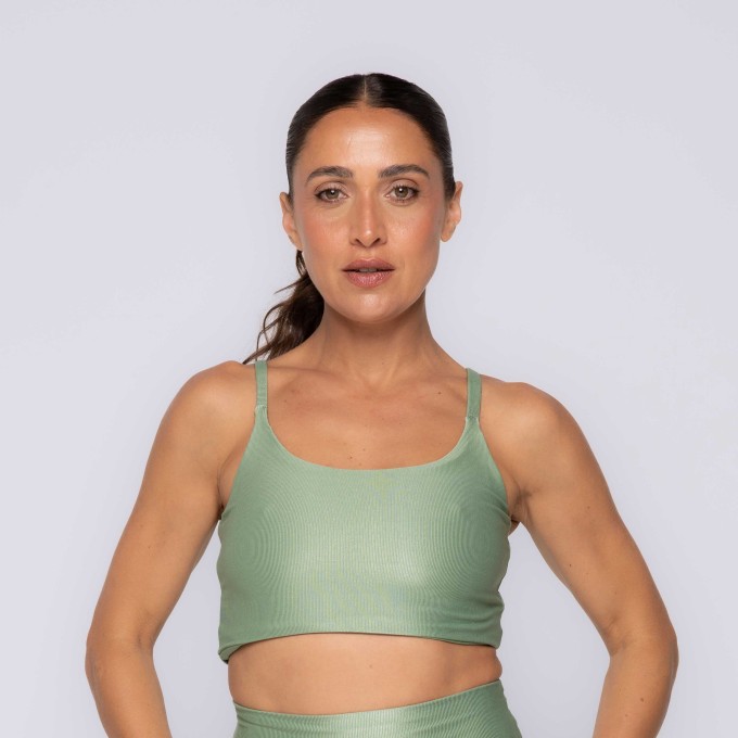 Top Fitness Básico Canelado com Alça Fina