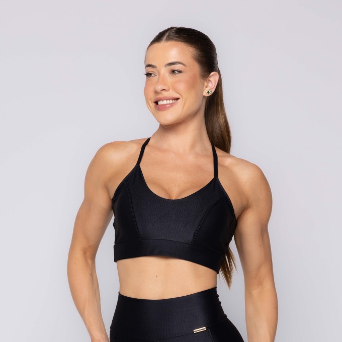 Top Fitness Canelado Decote V Canelado