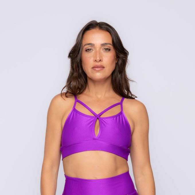 Top Fitness com Alças Cruzada Canelado