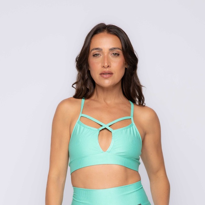 Top Fitness com Alças Cruzada Canelado