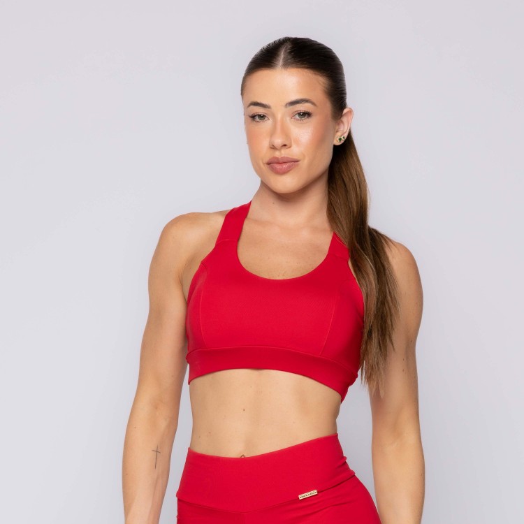 Top Fitness Alça Larga Cruzado nas Costas Canelado