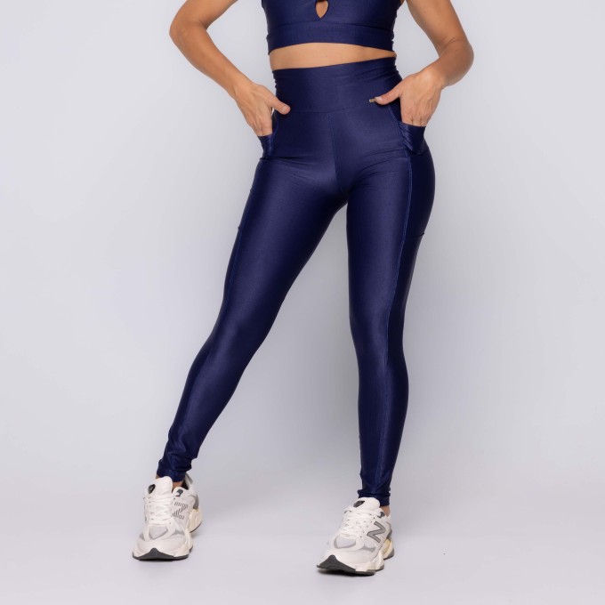Calça Legging com bolso canelada