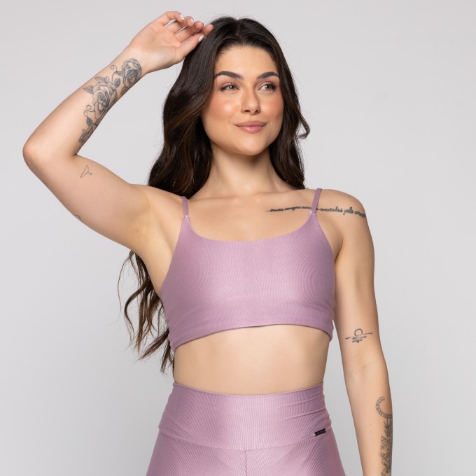 Top Fitness Básico Canelado com Alça Fina