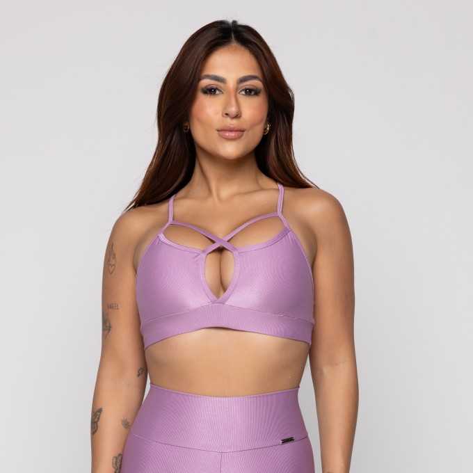 Top Fitness com Alças Cruzada Canelado