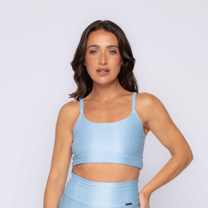 Top Fitiness Básico Canelado Com Alças Finas