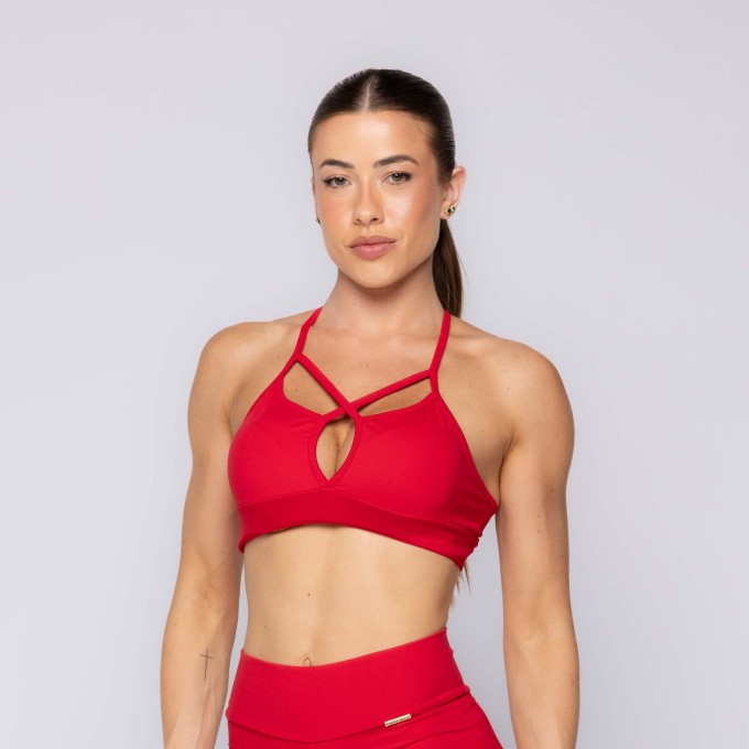 Top Fitness Com Alça Cruzada Liso